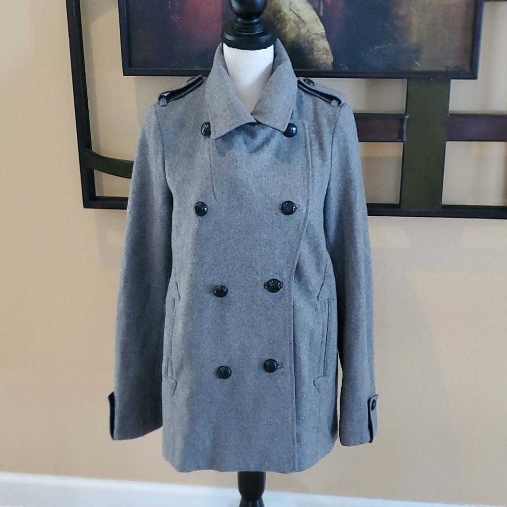 TOPSHOP TRENCH COAT JACKET 6 GRAY BUTTONS STYLISH TRENDY